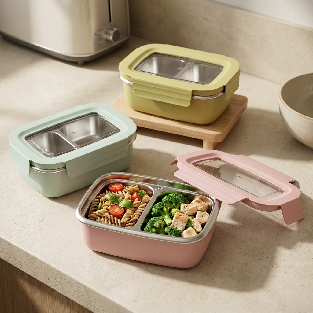 Bento Box Two Tier - Marmita de aço inoxidável 304 para