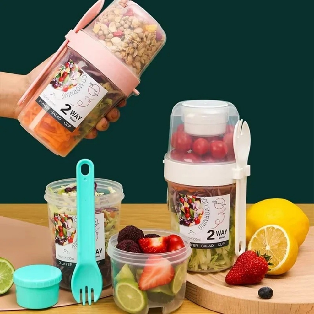 Bento Box Two Tier - Copo de salada portátil copo de
