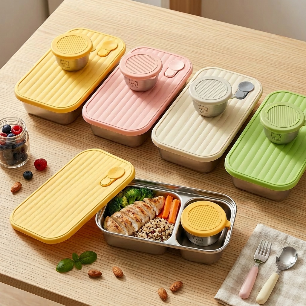 Bento Box Two Tier - Recipiente portátil para salada de frutas,