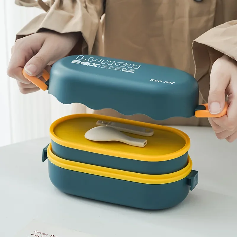 Bento Box Two Tier - Dupla Camada De Plástico Compartimento Lancheira