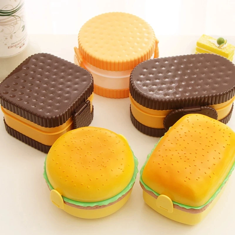 Bento Box Two Tier - Lancheira de hambúrguer de camada dupla,